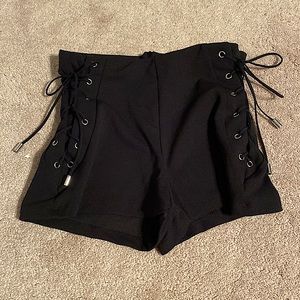 Black Side Tie Shorts